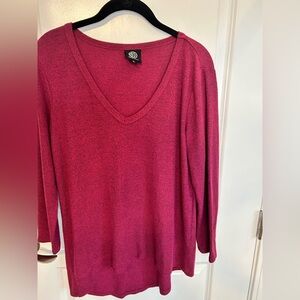 Bobeau Rich Berry asymmetrical Knit Top